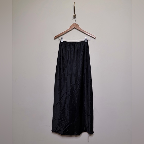 Reformation Layla Satin Skirt With Slit in Black - Picture 6 of 7